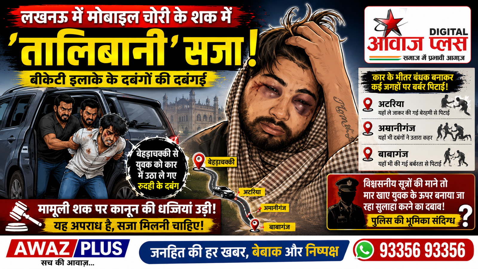 लखनऊ में मोबाइल चोरी के शक में 'तालिबानी' सजा,:युवक का कथित अपहरण कर बेरहमी से पिटाई