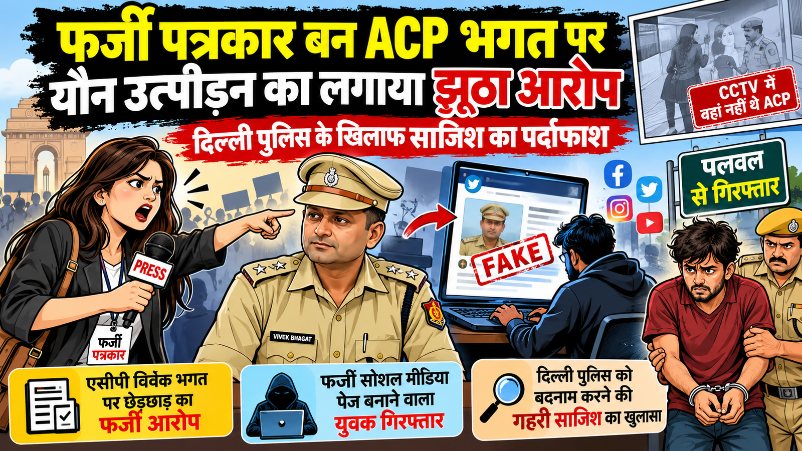 फर्जी पत्रकार बनकर ACP पर छेड़छाड़ का आरोप:दिल्ली पुलिस की जांच में साजिश का खुलासा
