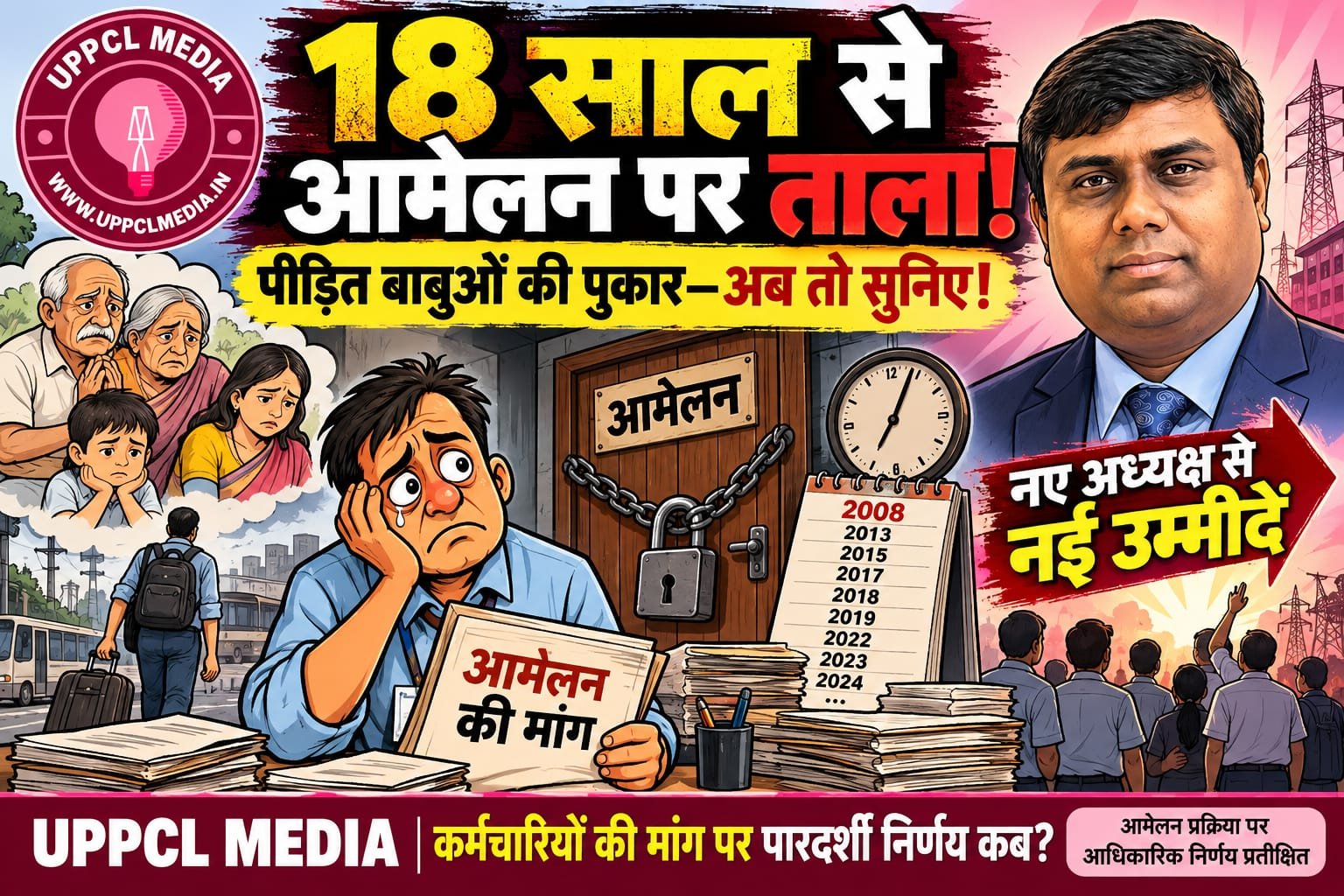18 साल से आमेलन का इंतजार! परिवार से दूर:UPPCL के बाबुओं की दर्दभरी पुकार, नए अध्यक्ष से न्याय की उम्मीद
