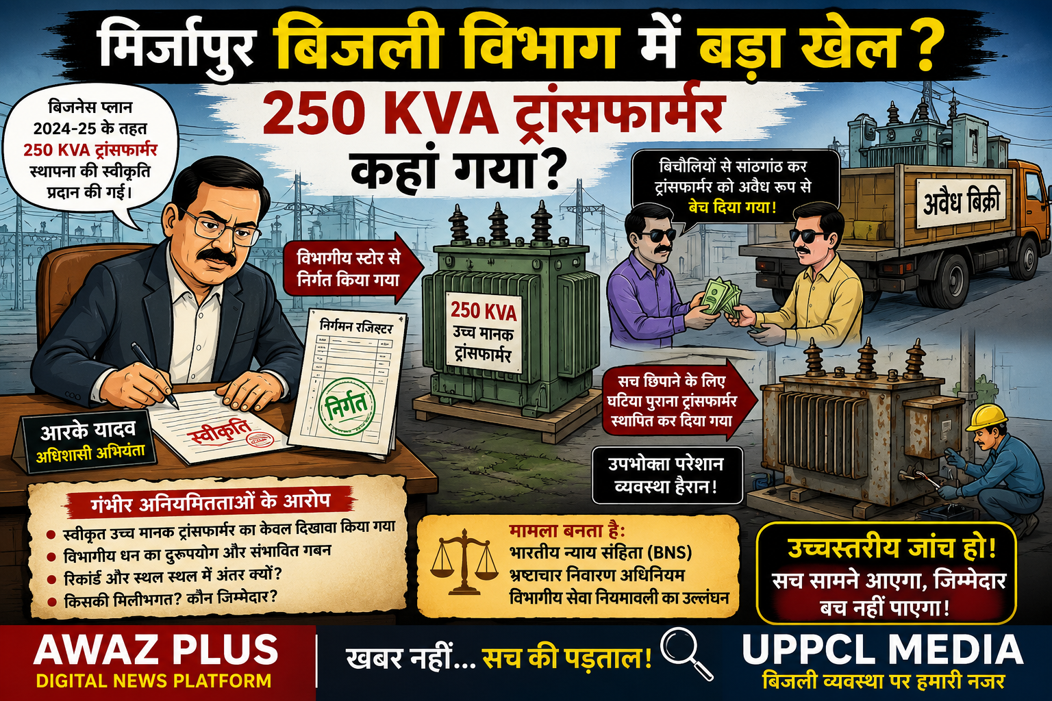 250 केवीए ट्रांसफार्मर प्रकरण में गंभीर अनियमितताओं के आरोप, जांच की मांग