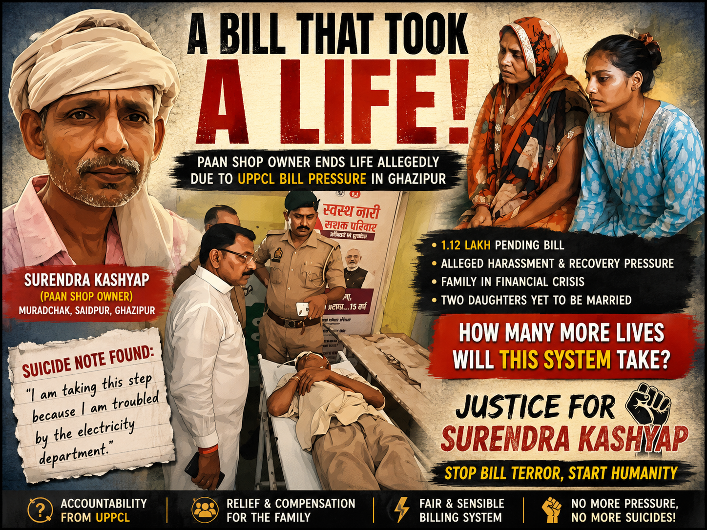 1.12 लाख के बिजली बिल ने ली पान दुकानदार की जान! गाजीपुर में सुसाइड के बाद UPPCL पर उठे बड़े सवाल, DM पहुंचे पीड़ित परिवार के घर