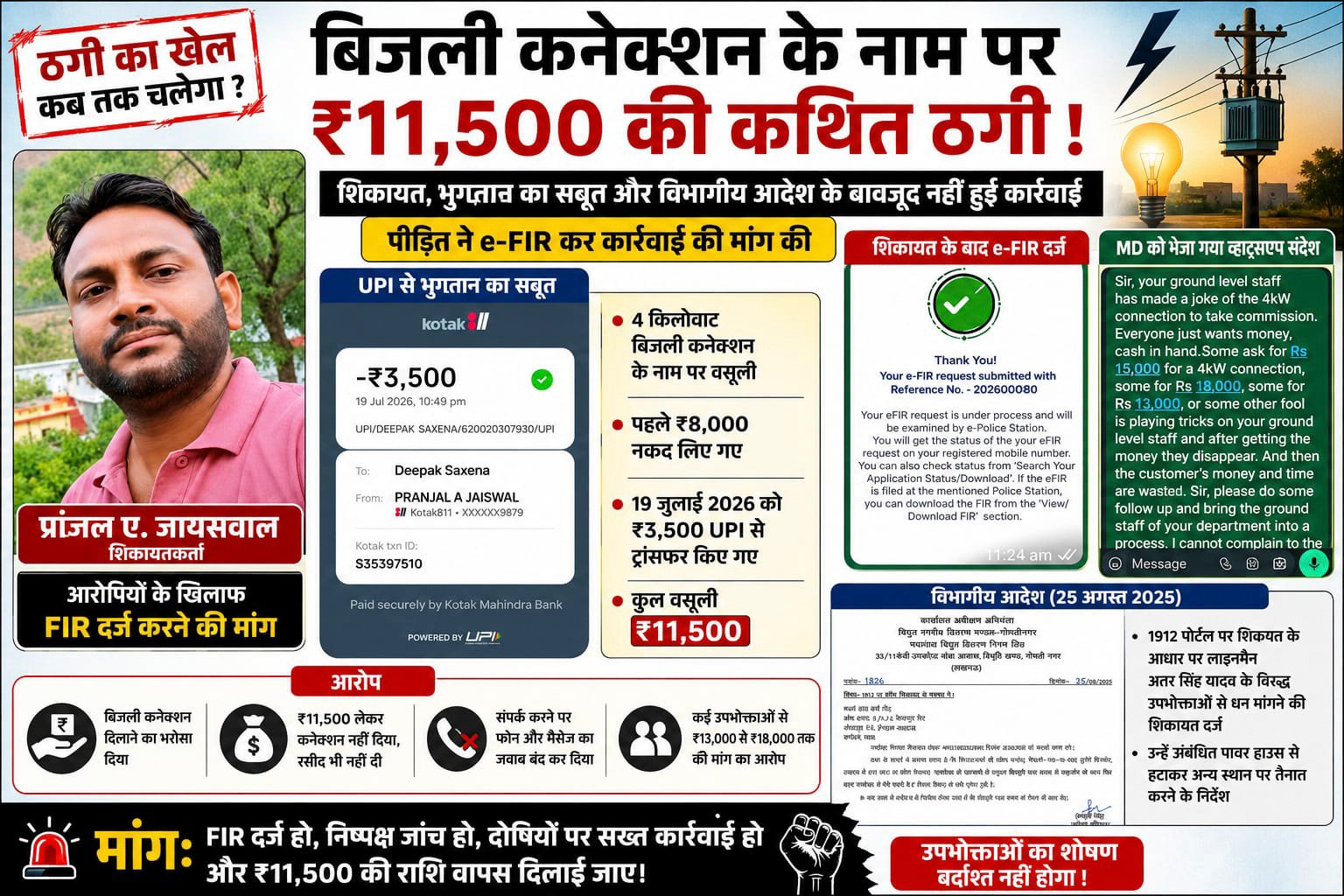 BIG BREAKING ✍🏻 मध्यांचल में 'कनेक्शन सिंडिकेट' का:खेल? विभागीय आदेश भी बेअसर, शिकायतकर्ता ने खोली कथित वसूली की परत