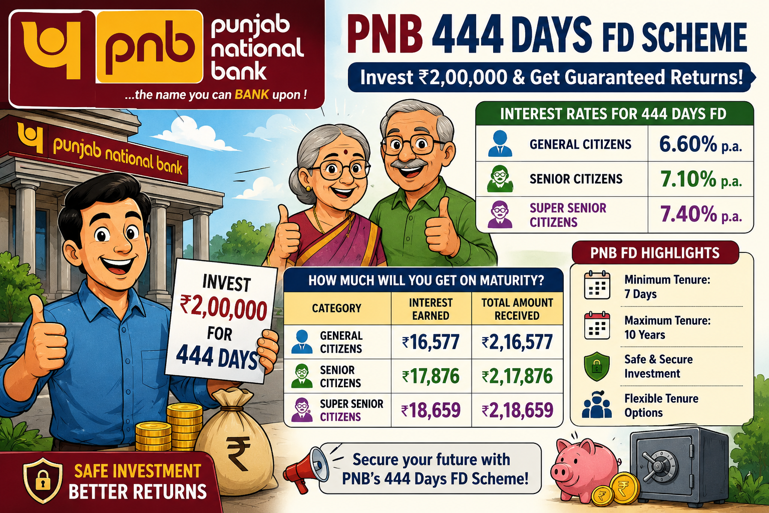 PNB की 444 दिन वाली FD में ₹2 लाख जमा करने पर कितना मिलेगा रिटर्न?