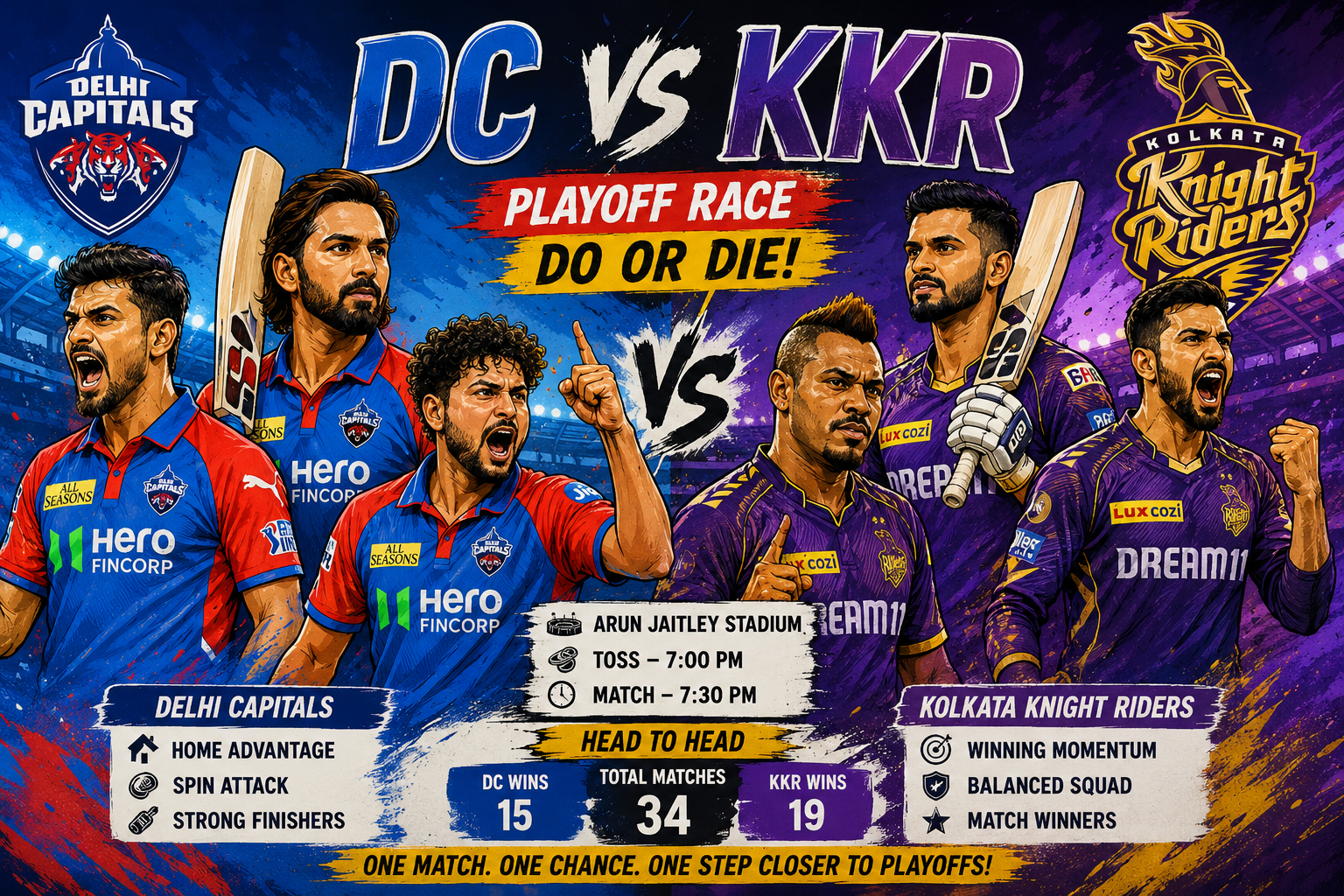 DC vs KKR: प्लेऑफ की उम्मीदें बचाने आज भिड़ेंगी दिल्ली और कोलकाता, किसका पलड़ा भारी?